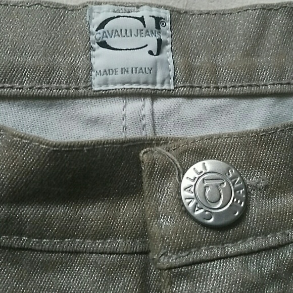 Roberto Cavalli khaki silver jeans new no tags - Picture 5 of 6